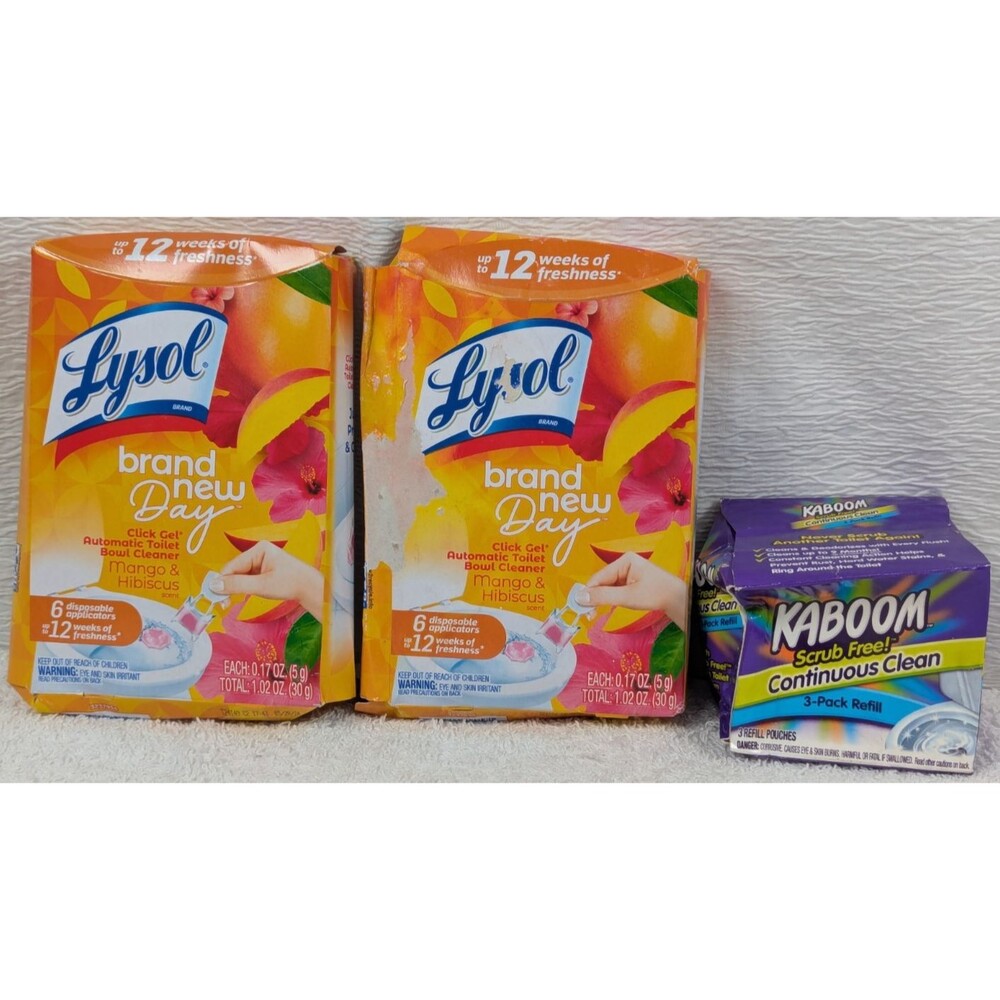 Lysol Click Gel Toilet Bowl Cleaner - Mango - 6 Count - 2 Pack - Bonus Kaboom